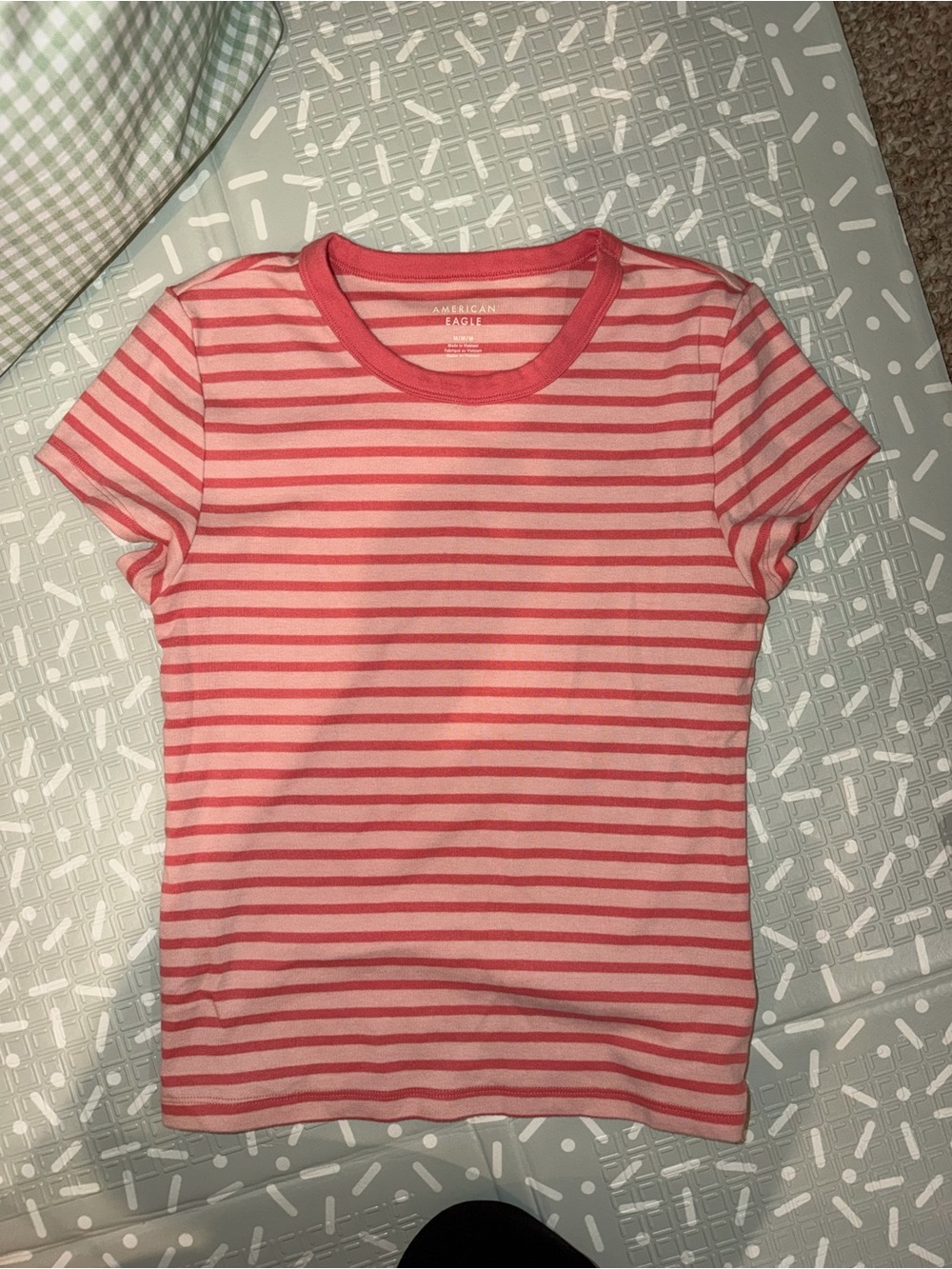 American Eagle Outfitters Pink Striped Short Sleeve Baby Tee